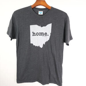 The Home T Ohio State Map USA T-Shirt Gray Mens L Hometown Tee